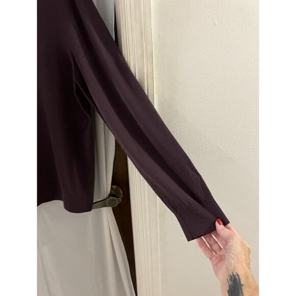 Theory Purple Merino Wool Pullover Sweater Sz L Preppy Academic Classic - Picture 2 of 7